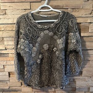 Intricate Gray & Brown Sweater